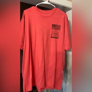 Grunt Style Red Short Sleeve Tee with Flag Design